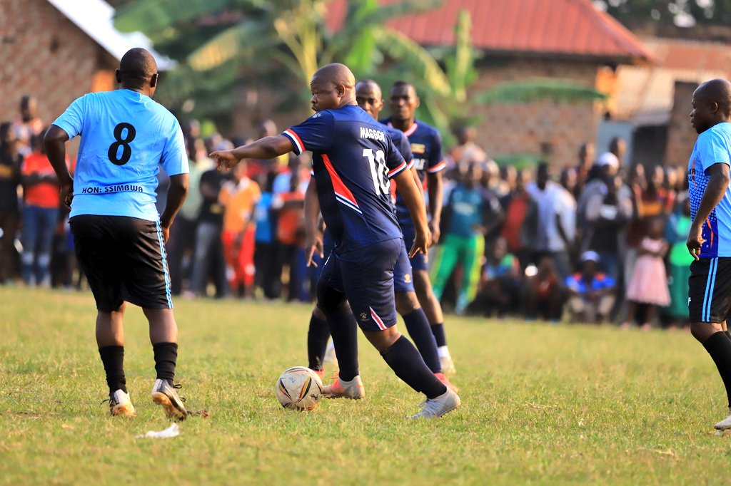 Speaking the universal language of football while supporting a brother Hon.  Fred Ssimbwa in Nakifuma.
