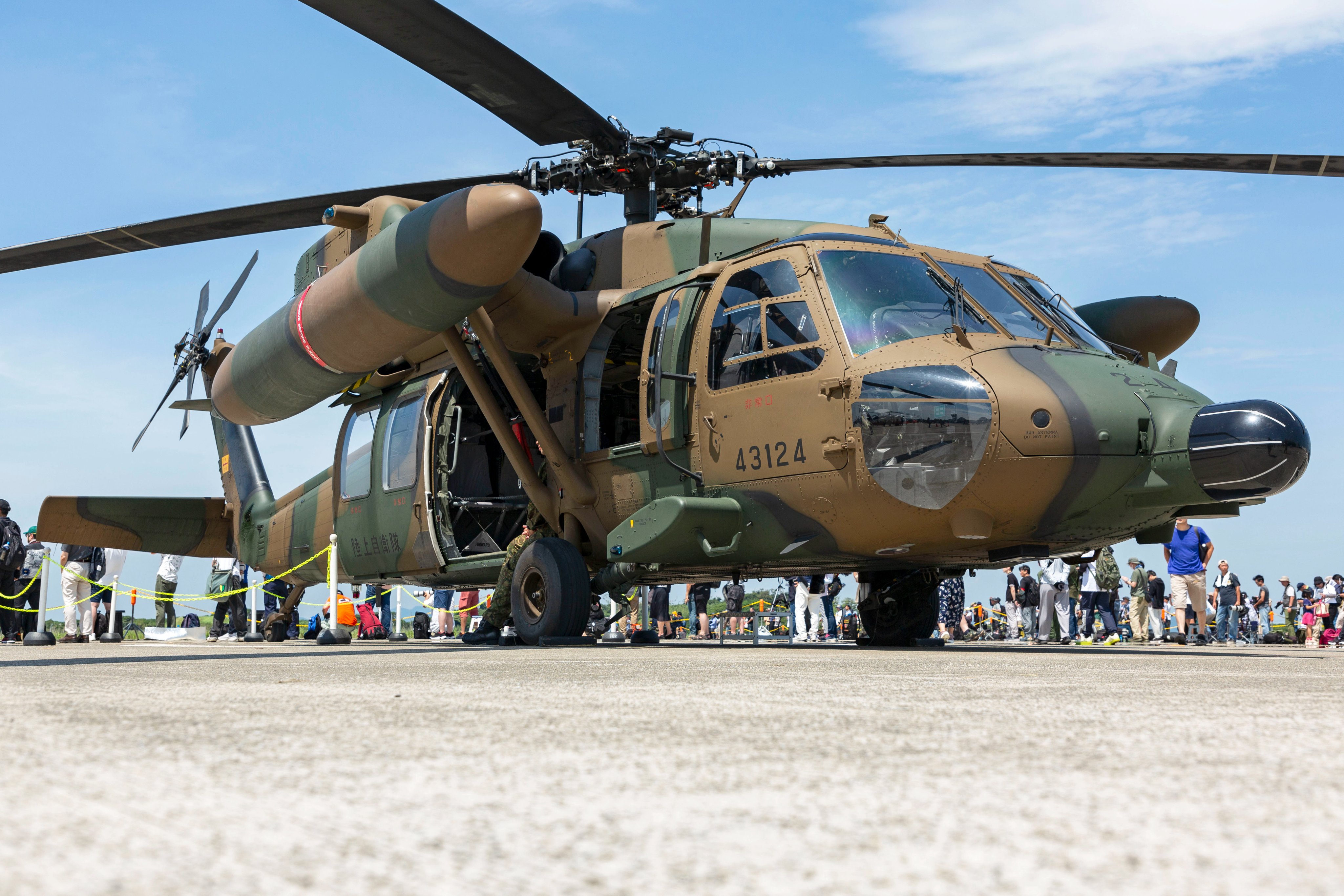 A radio-controlled helicopter that can be clearly seen with