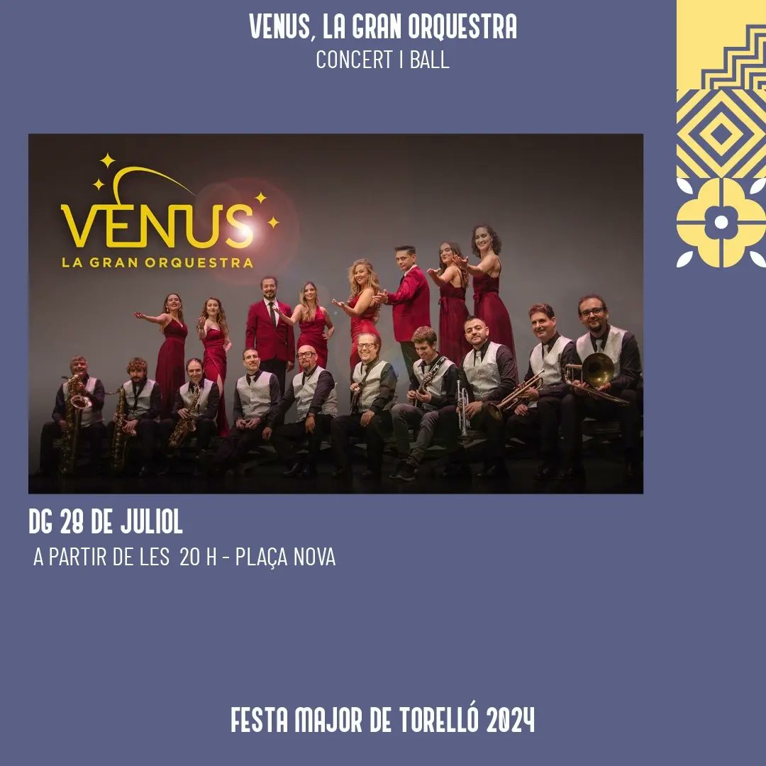 Festa Major Torello (@fmajortorello) on Twitter photo Avui diumenge toca despertar el cos amb el Vólei Campa. A la tarda riurem amb el Tigre, de Ramon Madaula. A les 20 h, el circ de Cia. Tarannà ens farà venir la gana. Finalment, a la pl. Nova tindrem sessió de concert i ball amb <a href="/VenusOrquestra/">VenusOrquestra</a>
<a href="/AjTorello/">Ajuntament de Torelló</a> <a href="/Deixebles/">Deixebles Sant Feliu</a>
#fmtorello24 Avui diumenge toca despertar el cos amb el Vólei Campa. A la tarda riurem amb el Tigre, de Ramon Madaula. A les 20 h, el circ de Cia. Tarannà ens farà venir la gana. Finalment, a la pl. Nova tindrem sessió de concert i ball amb <a href="/VenusOrquestra/">VenusOrquestra</a>
<a href="/AjTorello/">Ajuntament de Torelló</a> <a href="/Deixebles/">Deixebles Sant Feliu</a>
#fmtorello24