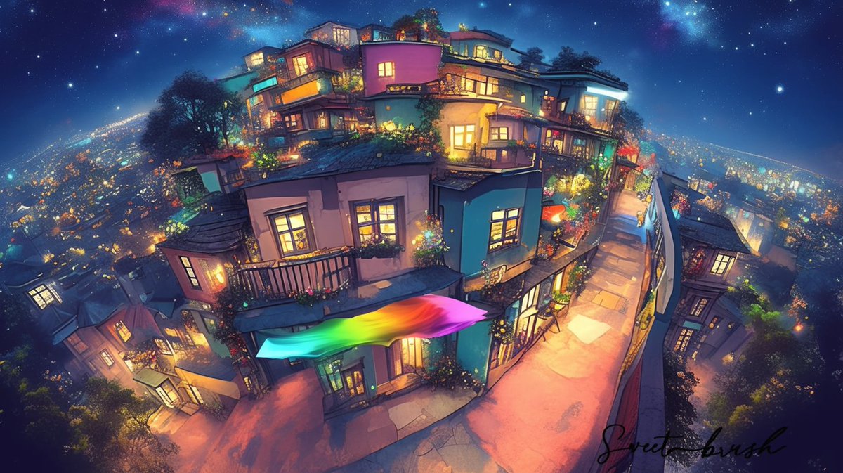 sweet_brush's tweet photo. Whimsical Heights🍁🌻🌈🌞#RainbowHeights #DigitalArt #NFTArt #ColorfulCity #ArtCollectibles https://t.co/Qw8dHEibof