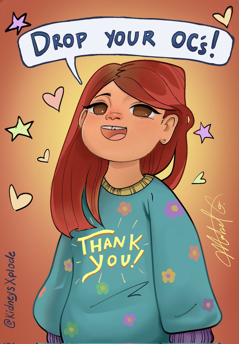 KidneysXplode's tweet photo. HOWDY! 
As a "thank you" for 100 followers, I will be drawing OCs! If you're interested in having yours doodled, please reply with your OC! You can also add details about your character to help me out.

I have the right to deny characters!!
#artmoots #moots #originalcharacters https://t.co/CwIjbDo2wJ