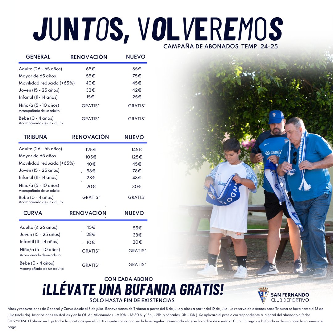 🔄 RT si ya tienes tu abono. 

💙 Me Gusta si #JuntosVolveremos.

📲 ¡Comenta si tienes ganas de volver a ver un partido de nuestro #SanFernando!

sanfernandocd.compralaentrada.com