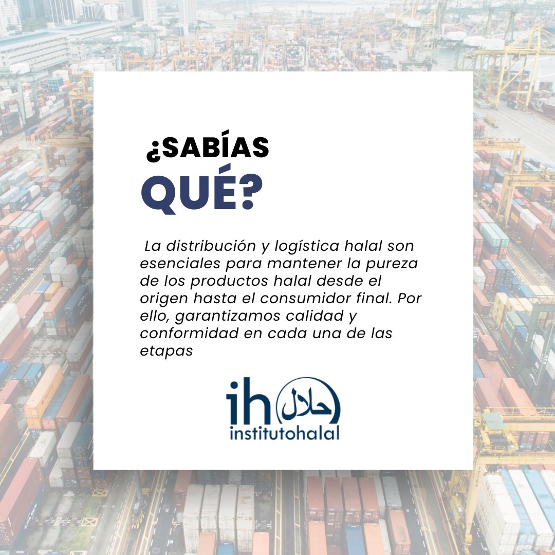 🚚✨ La distribución y logística halal son esenciales para mantener la pureza de los productos halal desde el origen hasta el consumidor final.

Para saber más información, accede al enlace institutohalal.com/sectores-certi…

#LogísticaHalal #CalidadHalal #InstitutoHalal