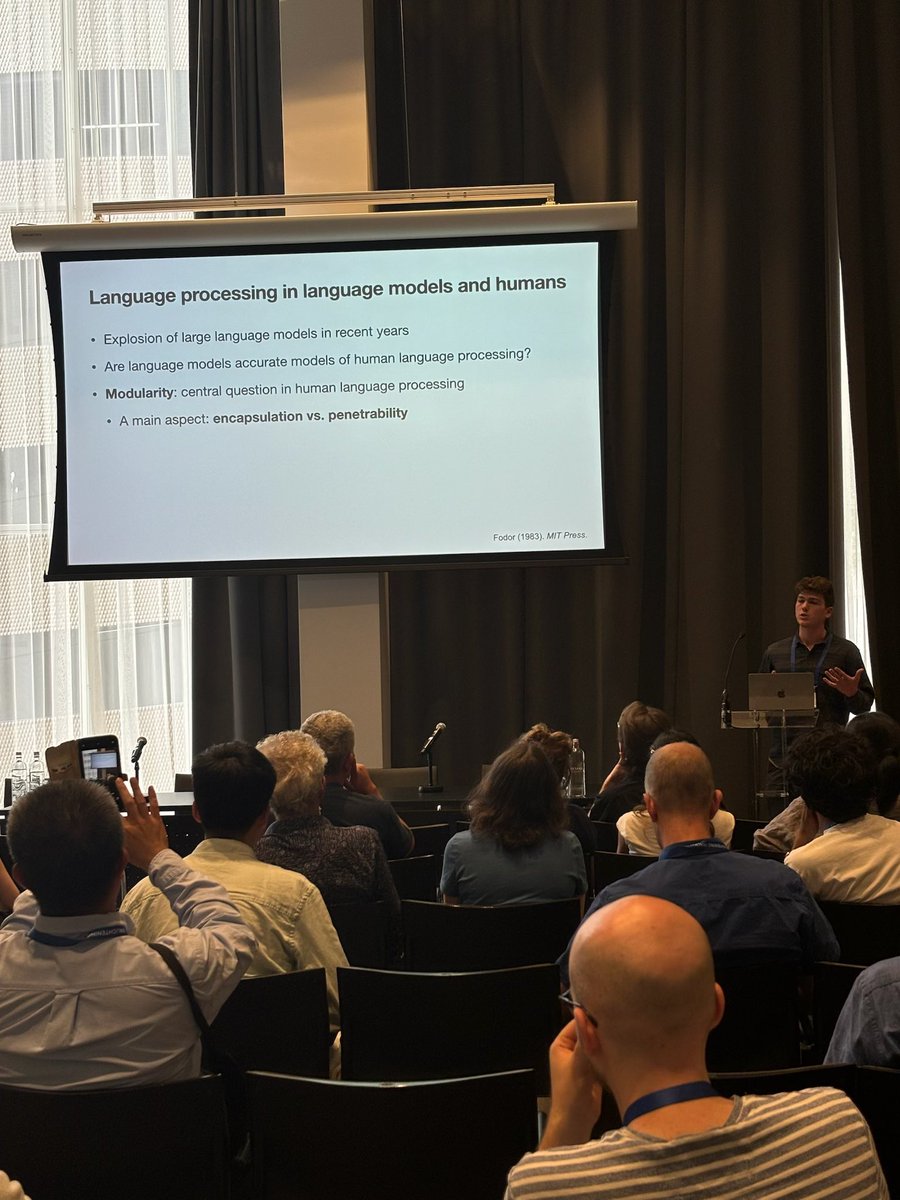 Thomas McGee (@_thomasmcgee_) on Twitter photo It was a great experience to be able to present my work with Idan Blank on syntactic penetrability in LLMs at #CogSci2024. Thanks to everyone who attended the session and for the interesting discussions!
<a href="/cogsci_soc/">CogSci Society</a> It was a great experience to be able to present my work with Idan Blank on syntactic penetrability in LLMs at #CogSci2024. Thanks to everyone who attended the session and for the interesting discussions!
<a href="/cogsci_soc/">CogSci Society</a>