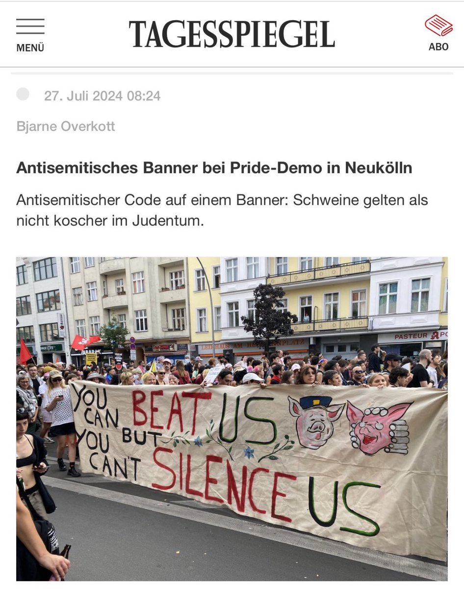 Boah ich kann das alles nicht mehr…

Ja Schwein gilt als unkoscher im Judentum aber Bullen sind halt auch unkoscher 🤷‍♂️

Macht ruhig mit dem Antisemitismusbegriff was ihr wollt bis uns gar niemand mehr zuhört. 

Solche keks einfach 🤦‍♂️
