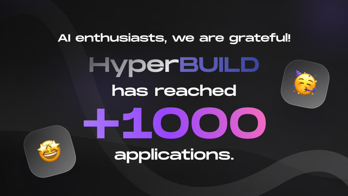 🚀 Wow! We've received over 1,000 applications for the HyperBUIDL Program in record time!

Thank you to our amazing community for the incredible response! 🙌

Ready to build the future with HyperSDK? Let’s create together! 💡

#HyperBUIDL #AI #dApps #Web3