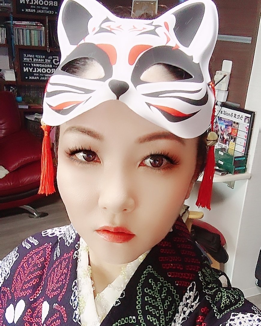 浴衣には狐面🦊 
  
#有松鳴海絞り #浴衣 #狐面 #祭り #夏