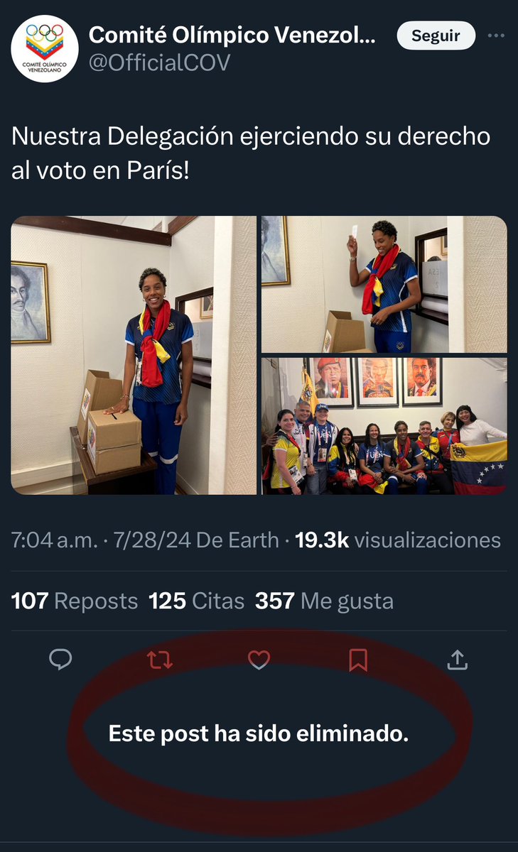 LedVarela's tweet image. Borraron el tweet, millones de venezolanos afuera no pueden votar y a ella le abren una mesa en París para que vote por Maduro. No joda.