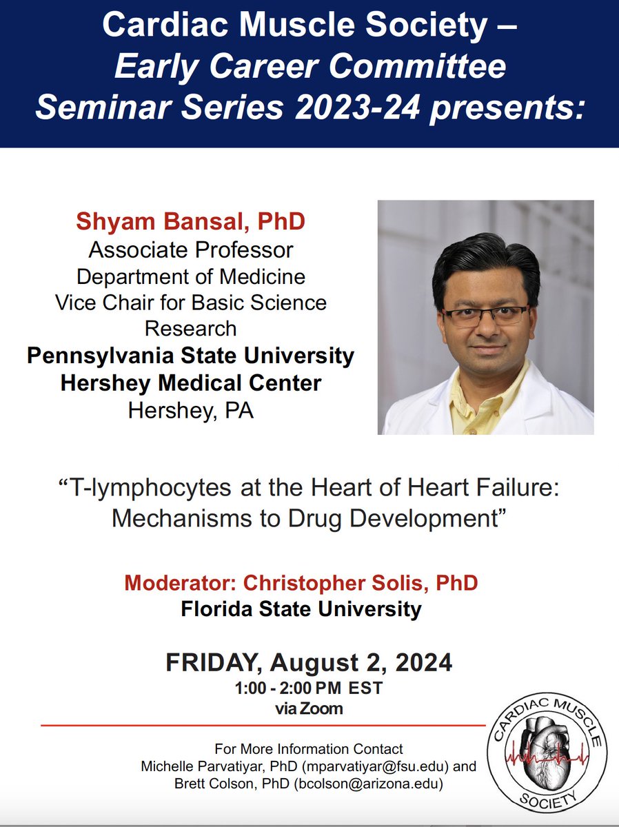 MuscleCardiac's tweet image. Join us for our upcoming CMS ECC virtual seminar.
When: Aug 2, 2024 01:00 PM Eastern Time (US and Canada)
Register in advance for this meeting:
fsu.zoom.us/meeting/regist…
After registering, you will receive a confirmation email containing information about joining.
