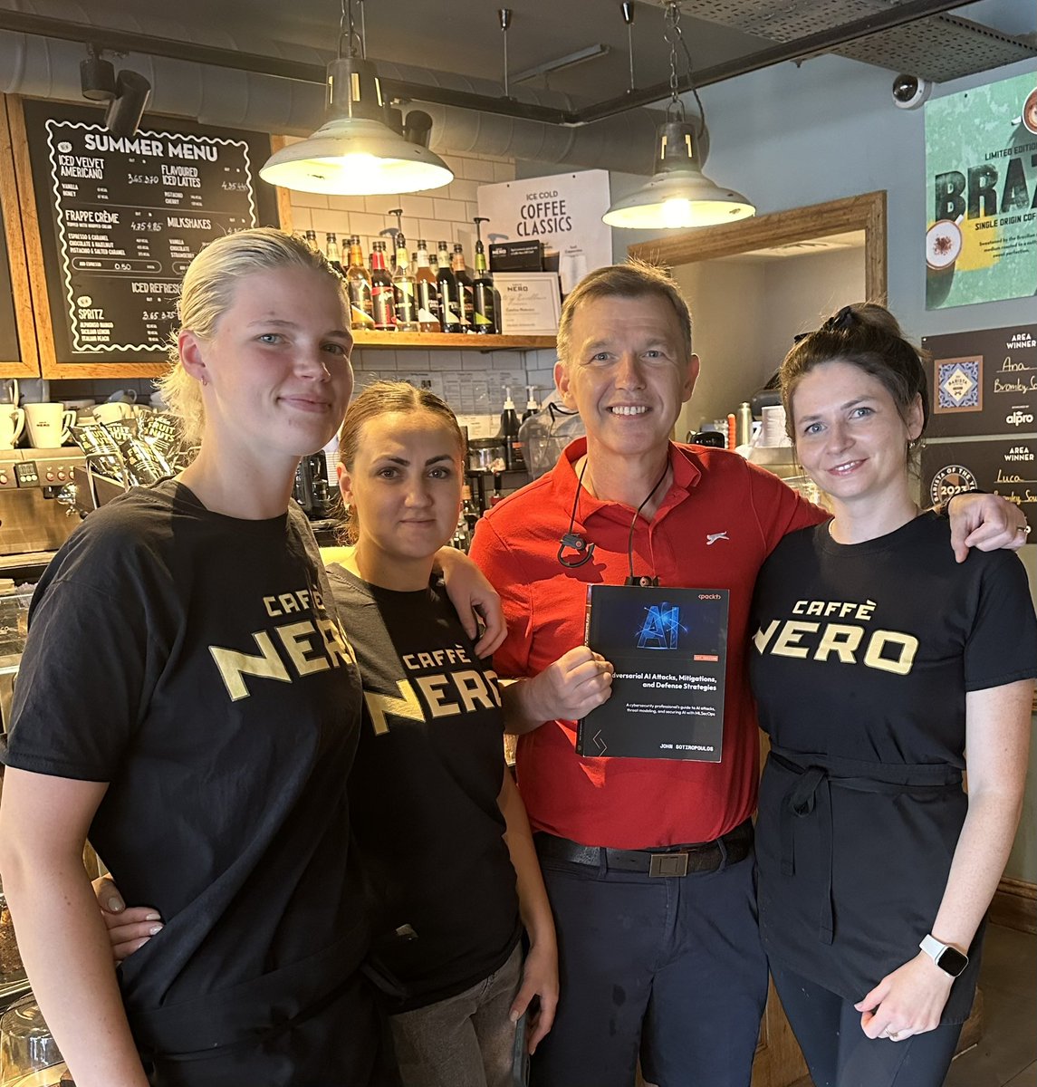 Writing a book on a complex subject like AI security is hard work. But it becomes easier with a welcoming place to write and  the support of great people. <a href="/NeroUK/">Nero</a> your team at Bromley, High Street are amazing,.Thank you.