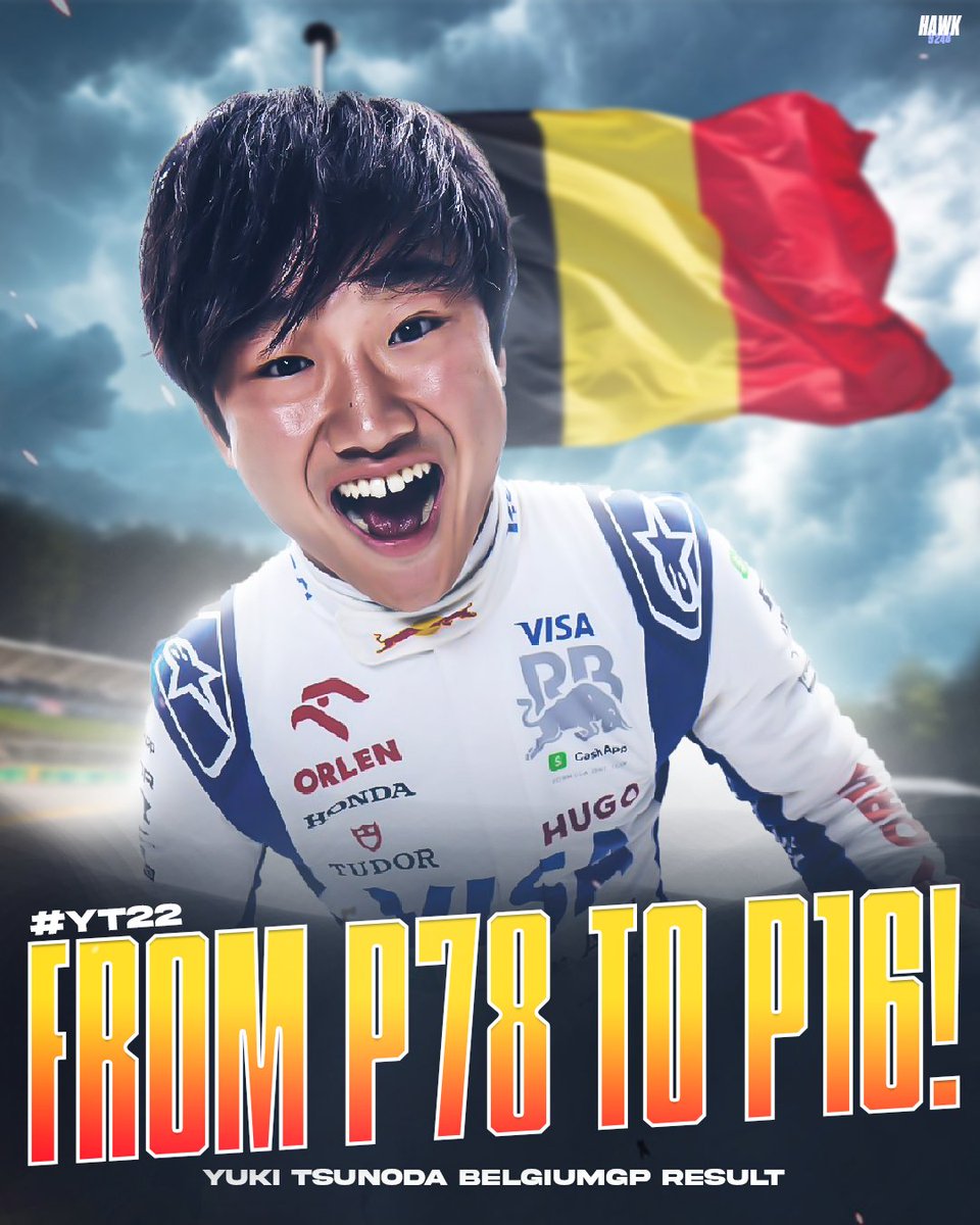 🚨| He started from P78, with bad strategy, problem with the brake and with just only one pit stop, he gained up 62 places and finished on P16! 🔥

This is my GOAT! 🐐 <a href="/yukitsunoda07/">角田裕毅/Yuki Tsunoda</a> 

#YT22 #BelgianGP #F1