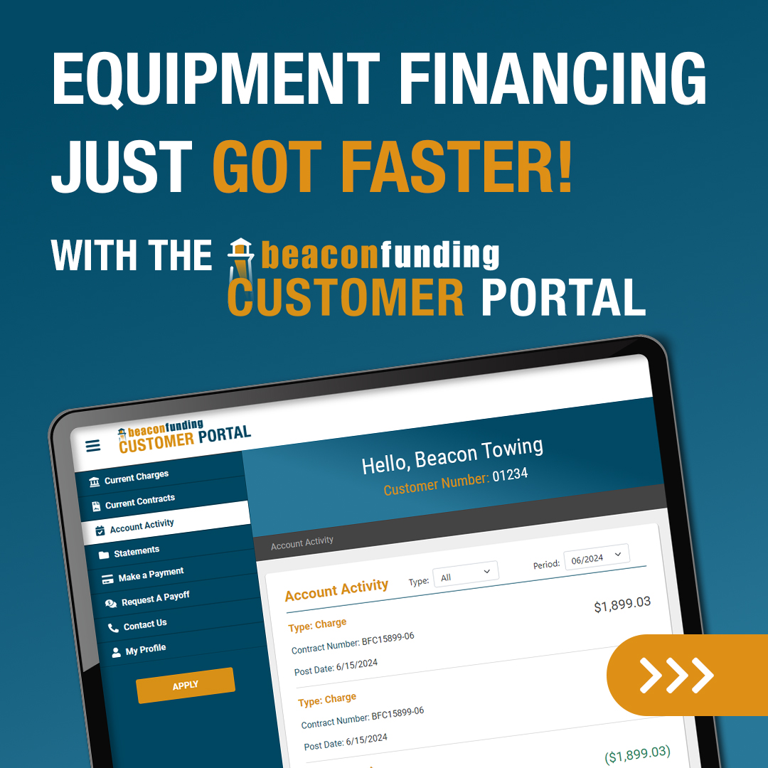 BeaconFunding's tweet image. 🚀 Equipment Financing Just Got Faster! 🎯 With Beacon Funding’s Customer Portal, current customers can now apply to finance equipment in just a few clicks beaconfunding.com/customerportal…
#EquipmentFinance #CustomerPortal #FasterProcess #BeaconFunding #equipmentfinancing #apply