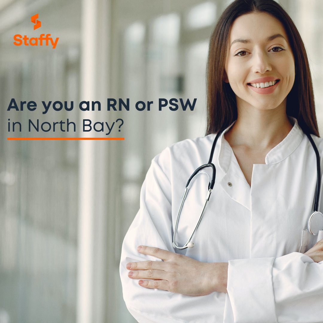 Are you looking for shifts in North Bay, Ontario? 👩‍⚕️Apply for our latest #RN, #RPN, and #PSW shifts in the #Staffy #App today! 🧡
Download and apply!
Google Play Store: hubs.li/Q02CtjG10
Apple Appstore: hubs.li/Q02Ctlpt0
 #Healthcare #Nurse #Ontario #Canada