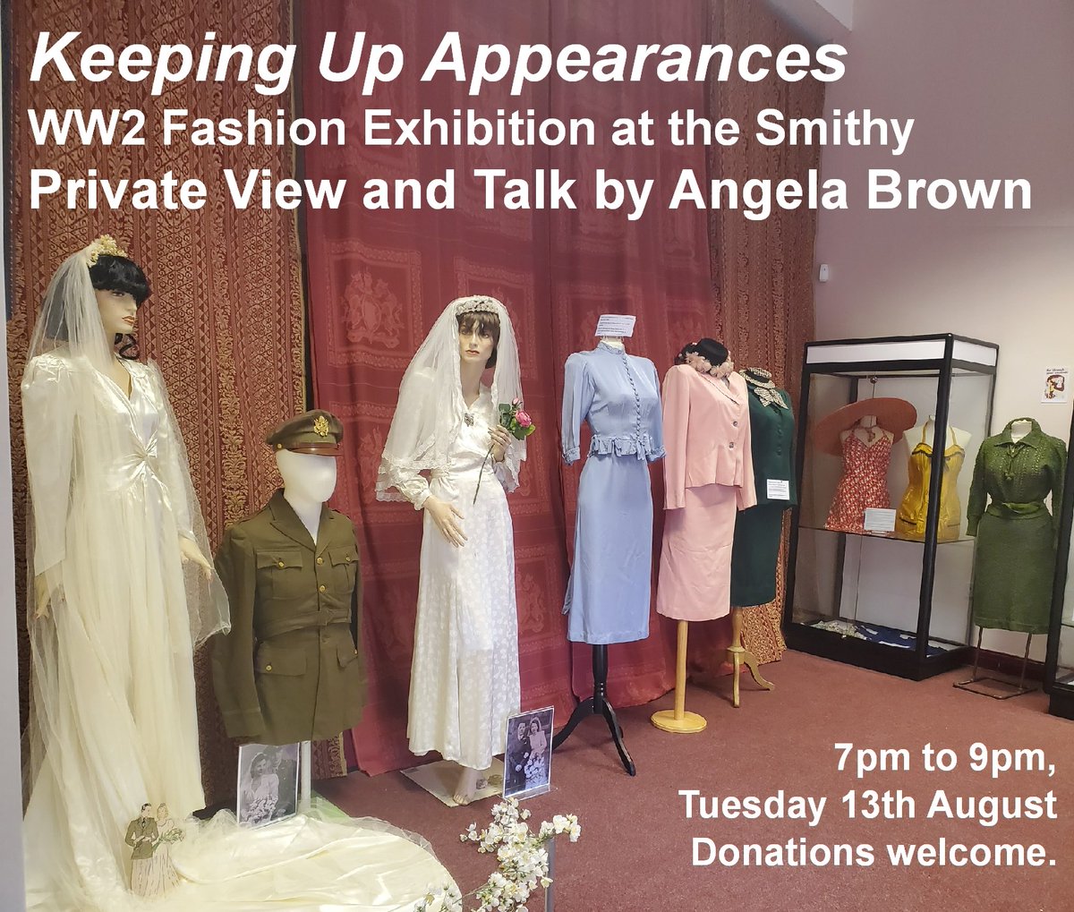 Keeping Up Appearances WW2 fashion exhibition at the Smithy - Private View and Talk from Angela Brown, owner of the fabulous collection of 1940s costume on display. Tues 13th August, 7pm to 9pm. Donations welcome. Info: facebook.com/events/s/keepi…
Kiln Lane, Eccleston #StHelens