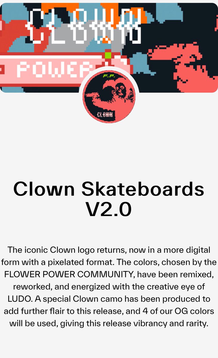 🙏🏻🙏🏻 V1 holders, thanks for the❤️ Public opening now live of the V2.0 Flower Powered Clown w/ <a href="/thisisludotwee1/">ludo</a>  &amp; <a href="/btcflower/">Flower Power</a> 

mint.fpdao.app 
#BTC with free mint
#ICP 
#ordinals 
#nftnow 
#NFT 
#Banksy
