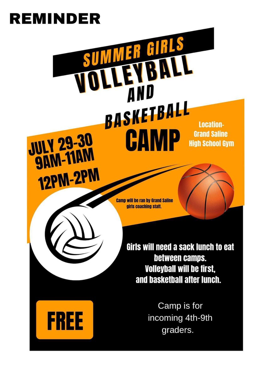 GSHSVolleyball1's tweet photo. Don’t forget camp is coming up this week!! We can’t wait to see all our campers https://t.co/c3PEhpVSMI