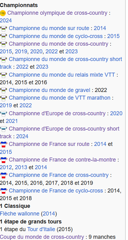 LeGruppetto's tweet photo. Le palmarès de Pauline Ferrand-Prévot est déjà à jour (sur Wikipédia), mesurez un peu !👑#Paris2024 https://t.co/G3ECbD4XKp