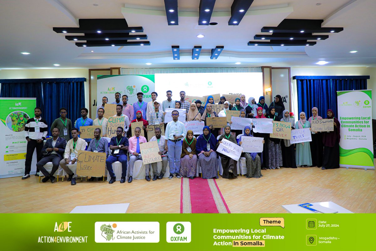 The "Empowering Local Communities for Climate Action in Somalia" workshop, organized by Action for Environment with support from Oxfam and AACJ. We explored the roles of social workers and youth in climate action and Somalia's National Determinant Contributors.
 #A4E