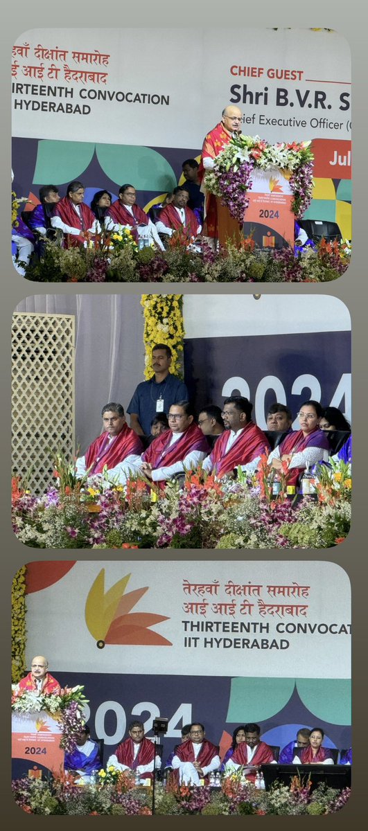 Chans2k2's tweet photo. @IITHyderabad recently celebrated its 13th convocation, marking a significant milestone for its graduates. Congrats to @ShalakhaSaha, 18th PhD from #CarbonLab & https://t.co/UJqSSYfSIc. Satyam on their acad achievements. Shri BVR Subrahmanyam CEO @NITIAayog was the Chief Guest. https://t.co/YViZv0hA0f