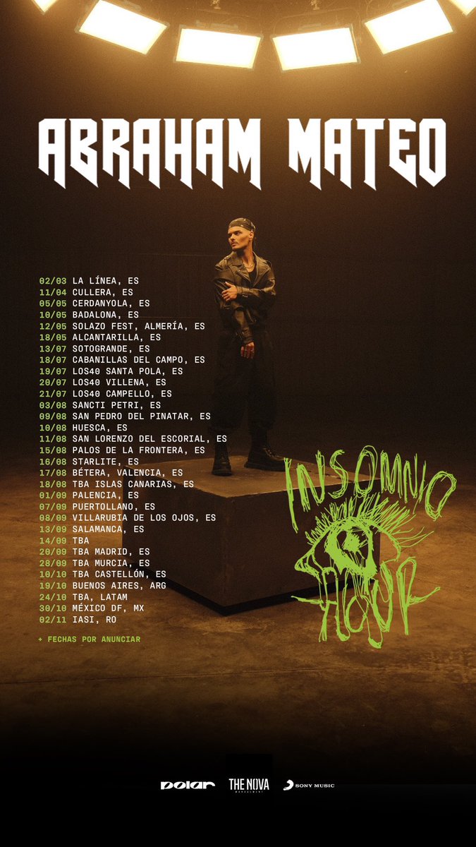 Mira estas fechas de presentación del #InsomnioTour 👏🏻👏🏻👏🏻