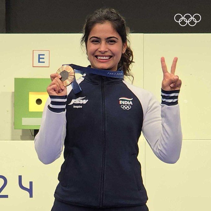 IN_Cricks's tweet photo. Congratulations @realmanubhaker for Winning First Medal for India in Olympics 2024 !

#OlympicGames #CongratulationsIndia #India #Olympics2024 https://t.co/bQnicqb1Fx