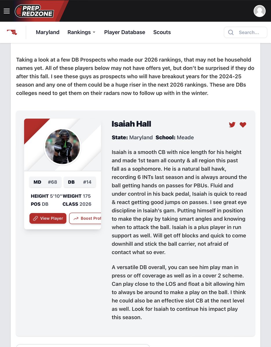 Blessed, Grateful, and Humbled… thank you!!! <a href="/tdhald/">Todd Haldis</a> for the write up, it is much appreciated <a href="/PrepRedzoneMD/">Prep Redzone Maryland</a> <a href="/MarylandVarsity/">Maryland Varsity</a> @Preps_247 <a href="/EdOBrienCFB/">EdOBrien247</a>