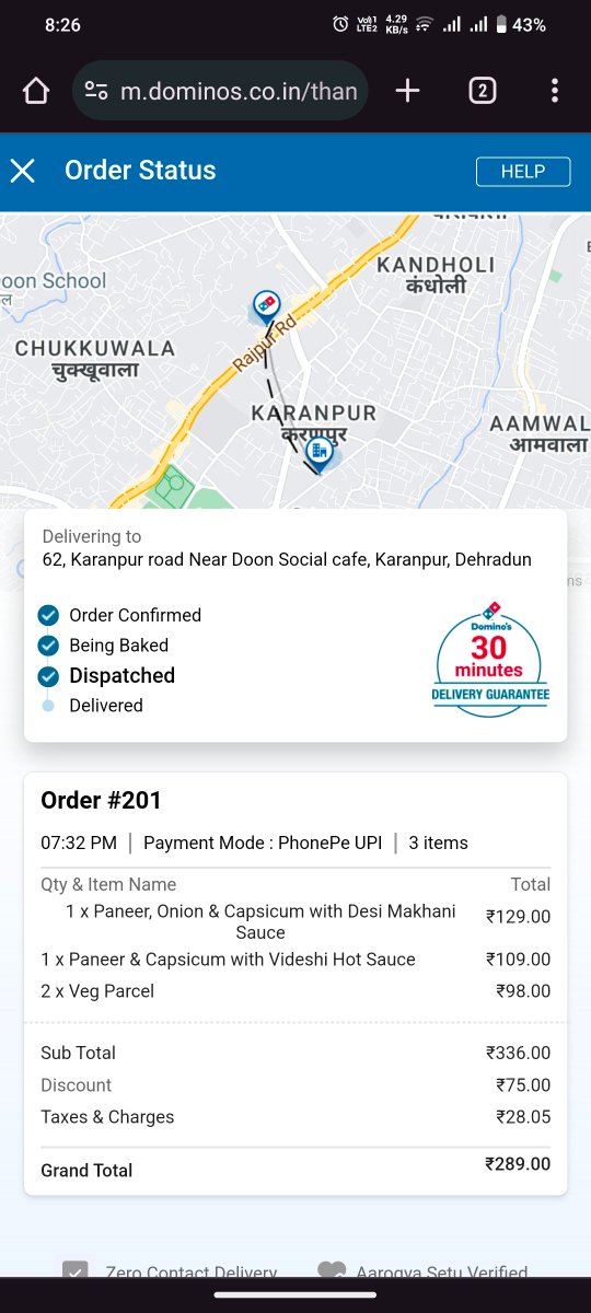 MayAnkkaranwal's tweet photo. @dominos_india what happenes when the ordered is not delivered with in "30 mins Guarantee" I really wanna know https://t.co/cU2ccbPDz2
