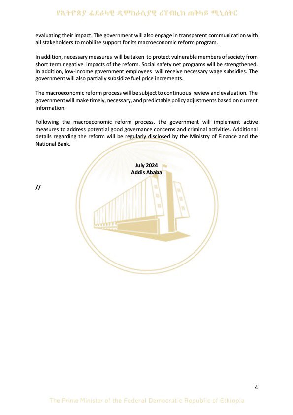 Abiy Ahmed Ali ๐ช๐น (@abiyahmedali) on Twitter photo Macro-Economic Reform Program Policy Statement Macro-Economic Reform Program Policy Statement
