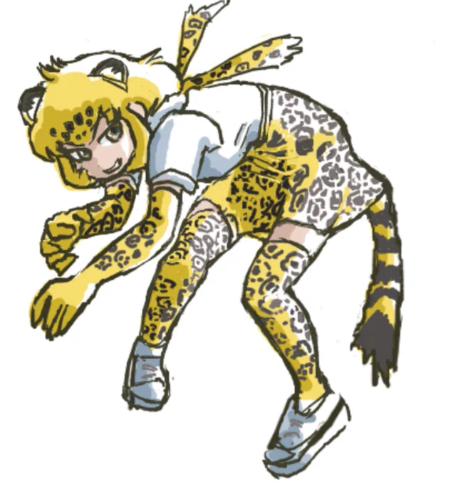 ひたいの黒いとこ塗ってなかったのでしれっと再掲絵チャ成果物ジャングルの王者ジャガーさん 