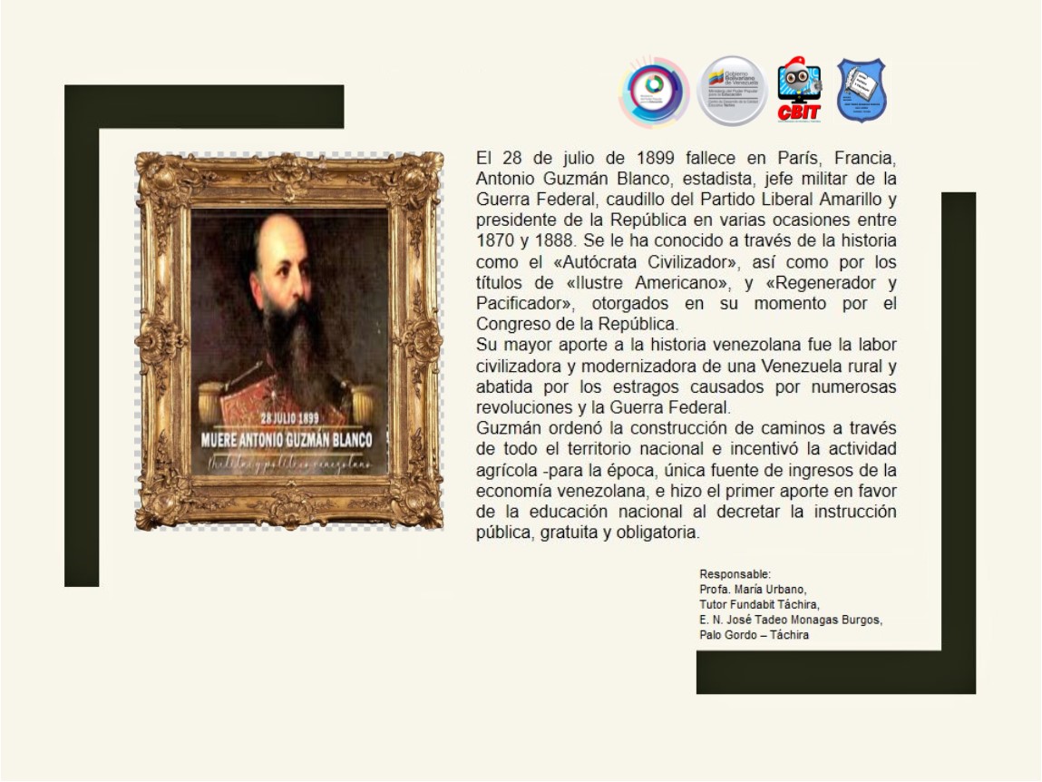 murbano_p's tweet photo. #28Julio || MUERE ANTONIO GUZMÁN BLANCO  @_LaAvanzadora @Berzabethg1 @MPPEDUCACION @Fundabit_ @FundabitTachira @jasmiramartinez @CDCE - https://t.co/HYFTWiHzKr