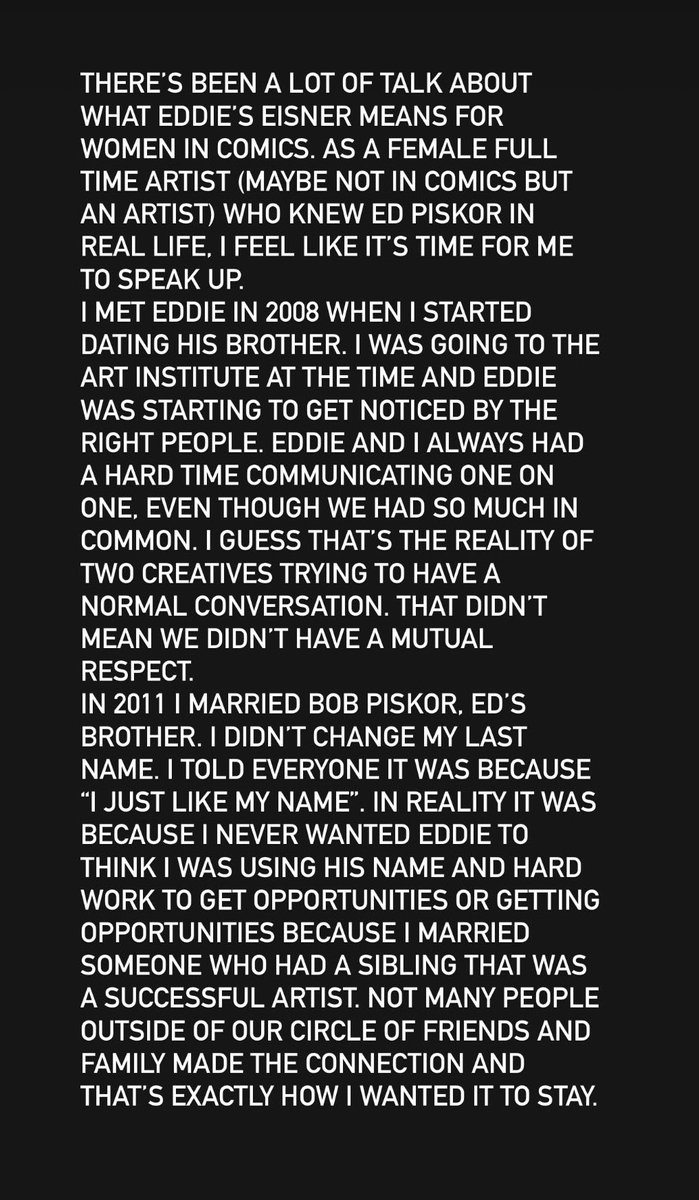 witchofwonder_'s tweet photo. Some thoughts on the conversation around Eddie’s Eisner.
#edpiskor  #edpiskorlegacy #EisnerAwards #SDCC #comics https://t.co/7PFa03NK8c
