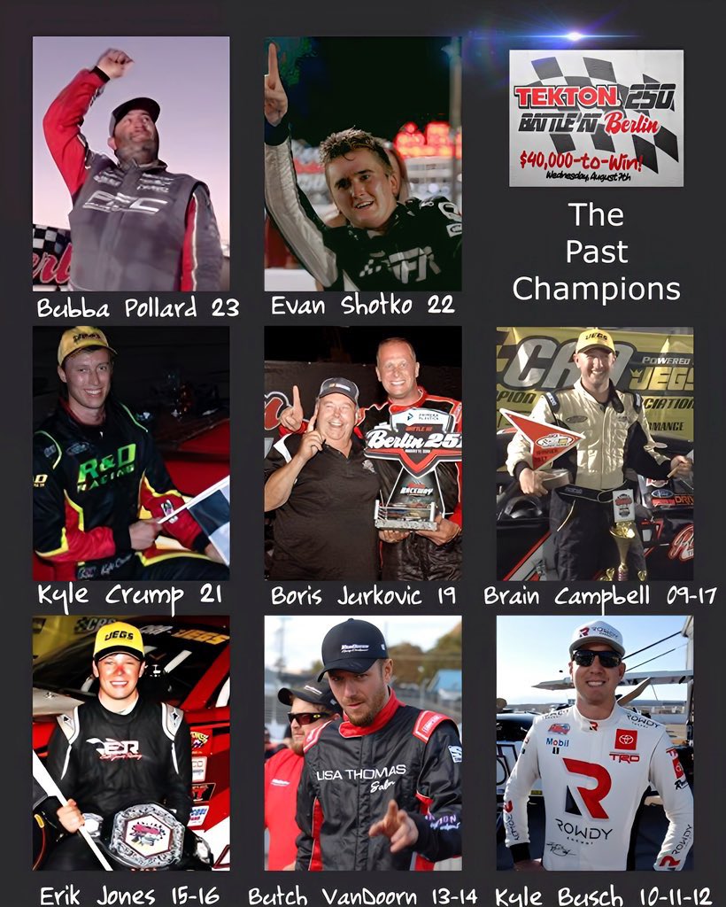 Who adds their name to this list? 
We will know in just 10 days 🏁

           🚨 Tekton 250 🚨
              Battle at Berlin