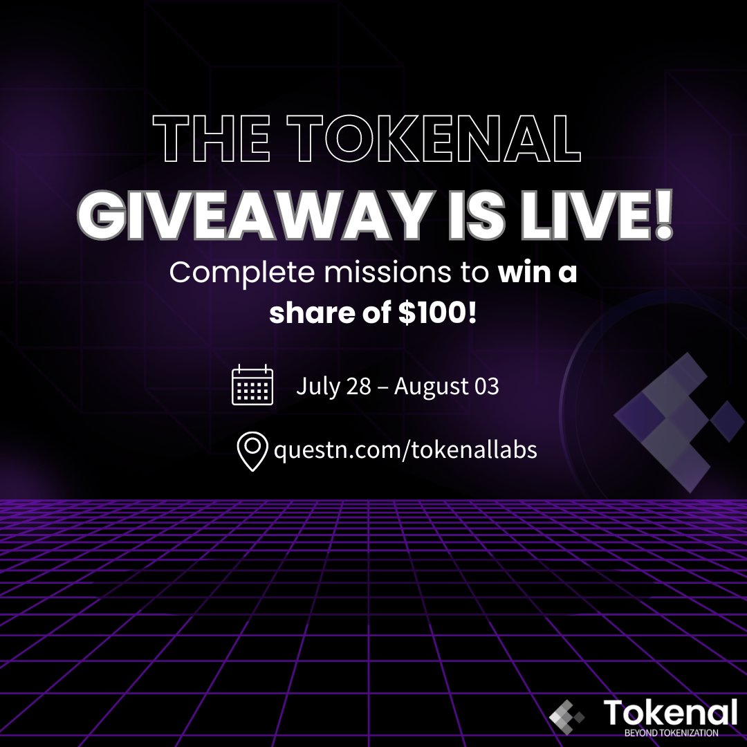 TokenalLabs's tweet photo. The Tokenal quest is LIVE! 

🔥  Complete missions to win a share of the prize pool 🫡  The quest is open until August 03rd - check out all the details in our announcement post 👇

https://t.co/d0fltEFaLh https://t.co/suUaL9A5sV