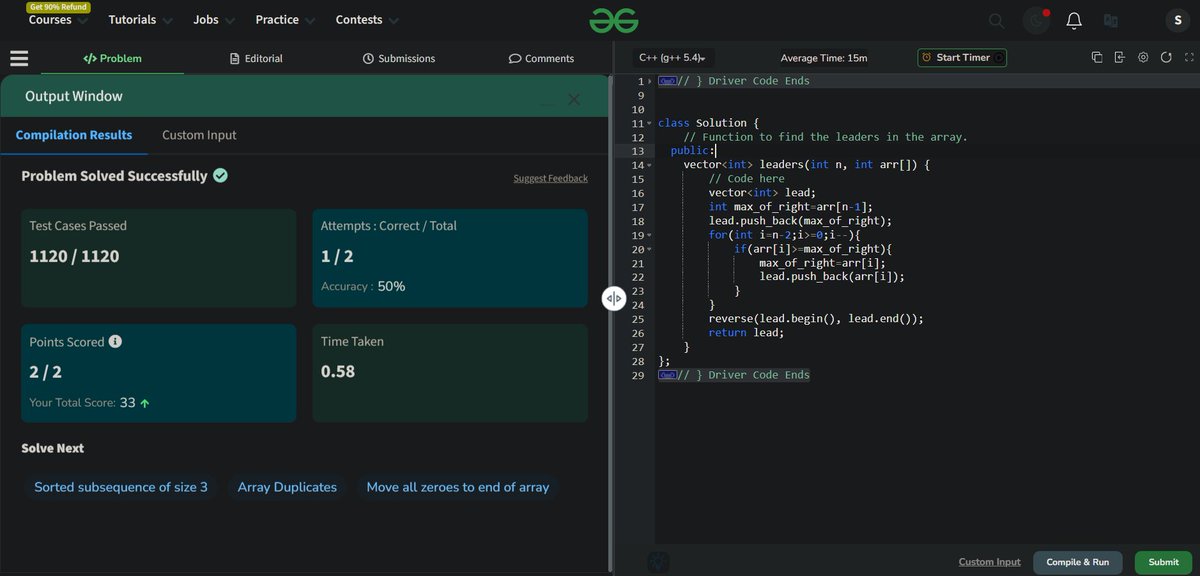 HisariyaSanchi's tweet image. Day 2 of the #21DaysOfCode challenge! ๐
Solved basic/easy level questions on GeeksforGeeks and LeetCode, including finding the rightmost element and more. Feeling accomplished and ready for the next set of challenges! ๐ช #coding #programming #100DaysOfCode #LeetCode #GFG
