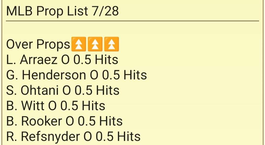 FindingProps's tweet image. MLB Prop List 7/28
Picks for the day