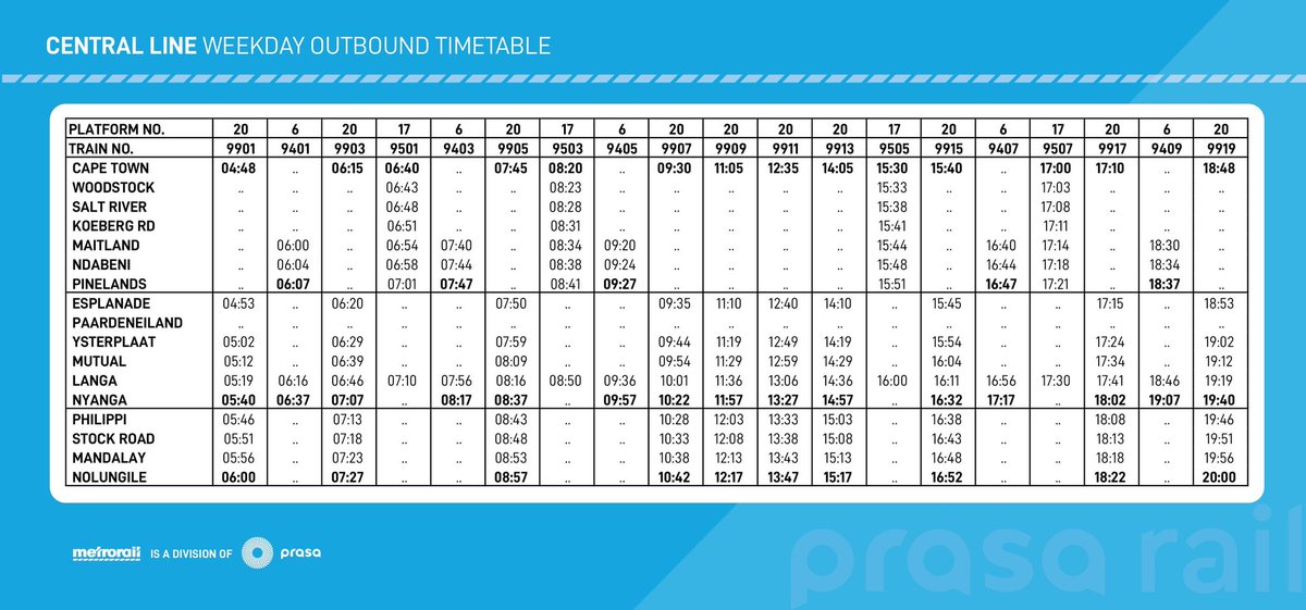 MetrorailWC's tweet photo. Nyanga to Nolungile service resumes 29 July 2024 .
#RebuildingRail #CentralLineCT https://t.co/E06YhzL8fL