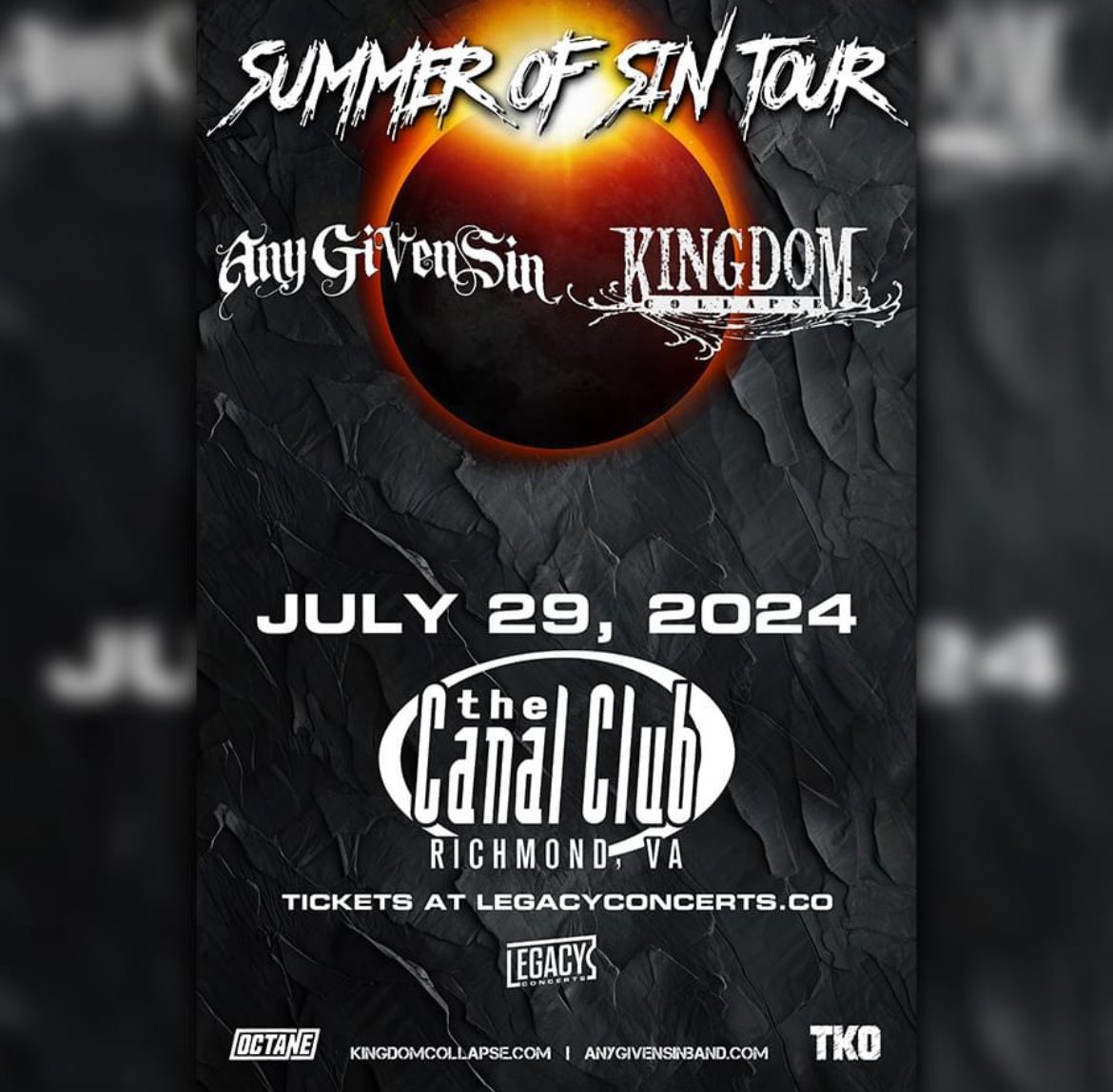 ‼️Tomorrow Night ‼️
Richmond are you ready !?!
We’re bring the “Summer of Sin” to the Canal Club with our friends Kingdom Collapse
Tickets: AnyGivenSinBand.com/tour-dates
VIP M&amp;G: National-acts.com/ags

#AnyGivenSin #KingdomCollapse #SoS #Tour #Canal #Club #Richmond #VA