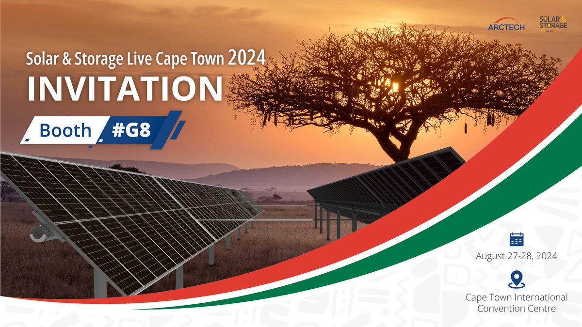 ArctechSolar's tweet image. #ArctechExhibition Less than a month! From 27-28 August, #Arctech will make its premiere at the Solar &amp;amp; Storage Live Cape Town 2024 and bring the most comprehensive portfolio of advanced #solartracking systems to booth #G8 at Cape Town International Convention Center #SouthAfrica