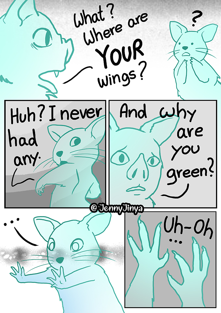 JennyJinya's tweet photo. I'm just saying there are better alternatives... I'm sure you'll recognize some elements here (especially the floating WHOA souls) that's because this is a very old comic I created years ago and wanted to finally finish it. 
1/3 rest pages in comments: https://t.co/0JaFcxKn85