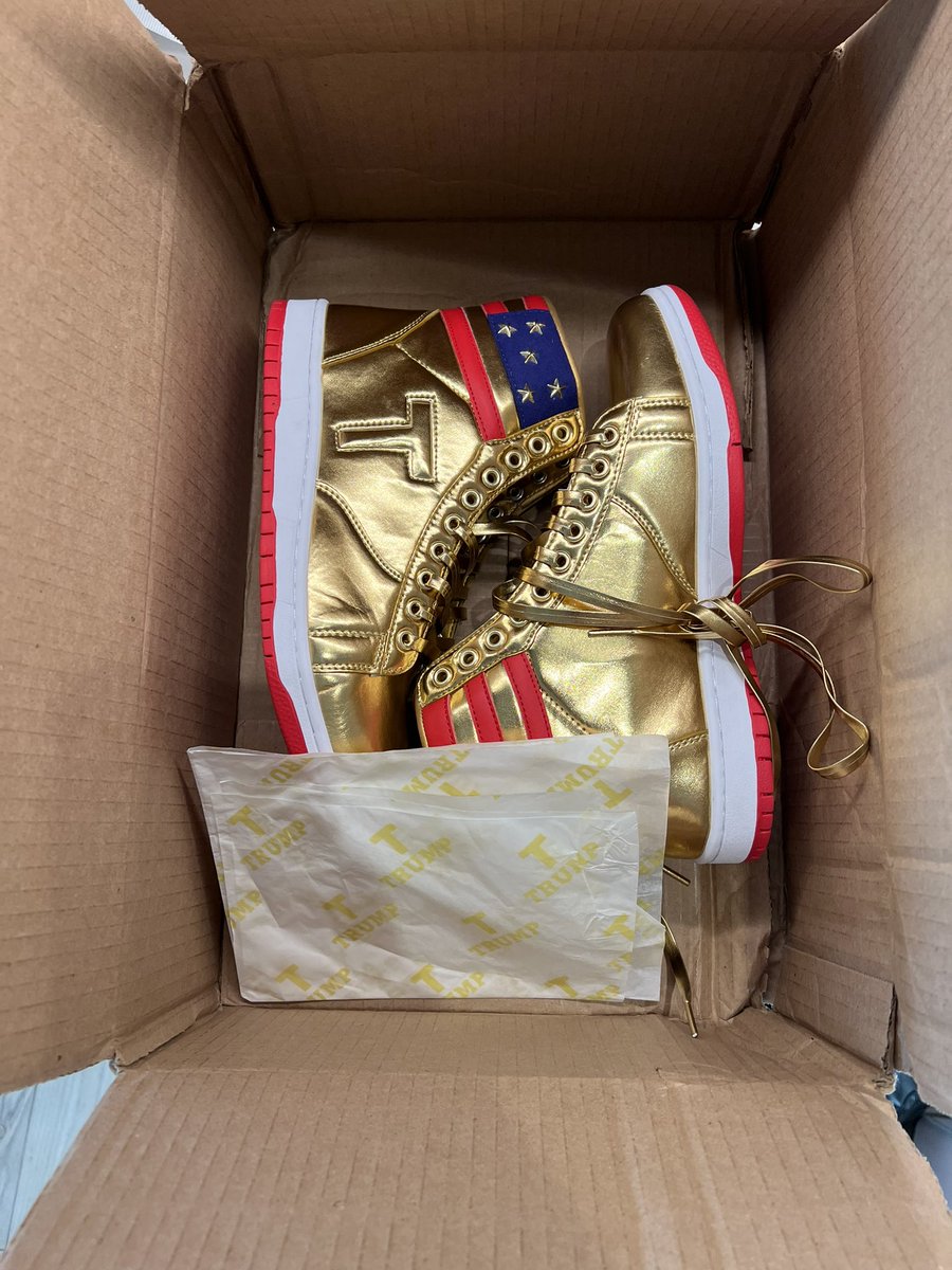 Dirtdog's tweet image. I just got my 14 year old these Trump
Sneaks for his birthday. 

I’ll be right here winning at life as a Dad if you need me.