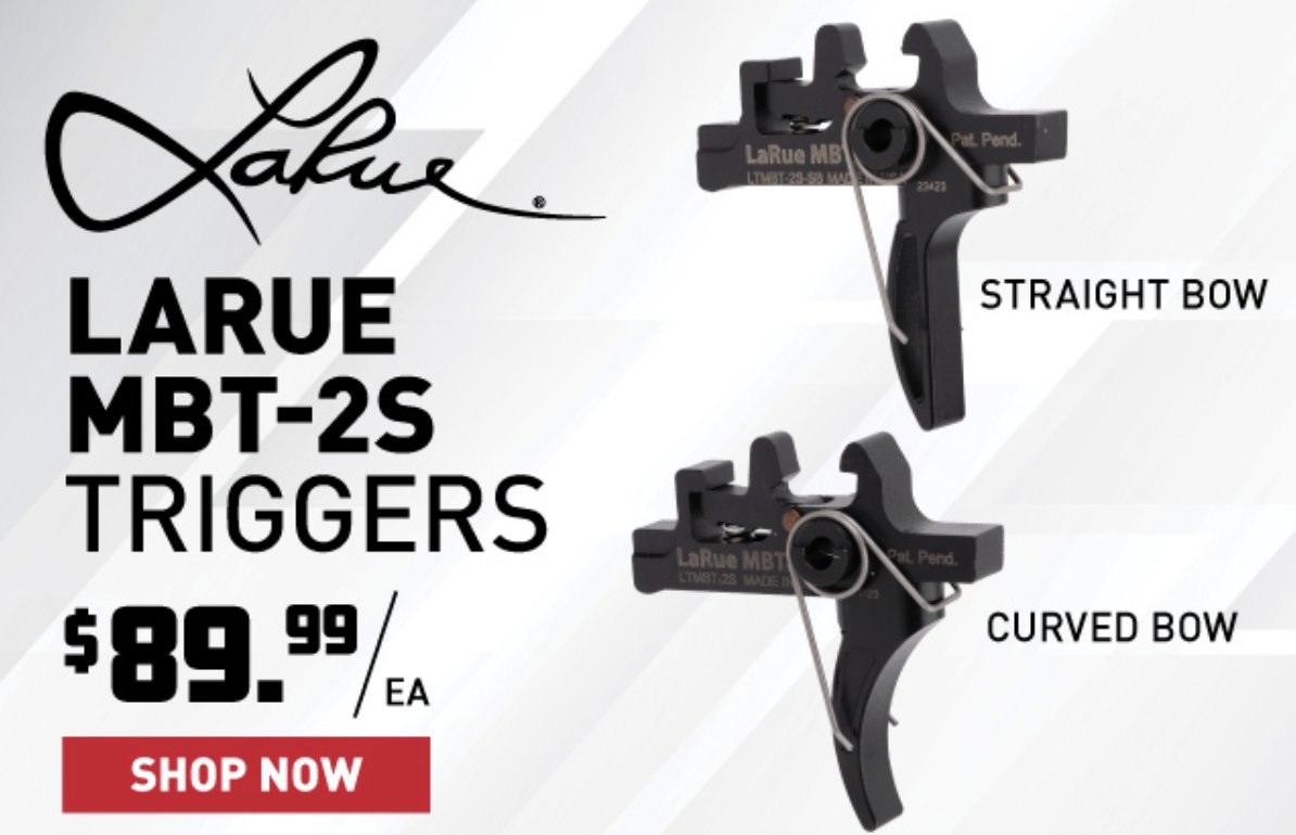 Larue Tactical LTMBT2S MBT-2S Black Two-Stage Curved Fits AR10/AR15, image size:1194x770