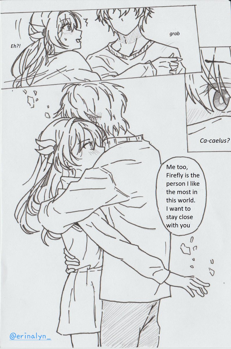 Erinalyn_'s tweet photo. Honkai starrail one shot - Caelus x Firefly
TL: English

Hope you like it! And happy reading <3
If you guys like more content like this, i would love to make another 

#HonkaiStarRail #caefly #fireflyhsr #mangaart #Caelushsr #manga https://t.co/4t9XnTDThZ