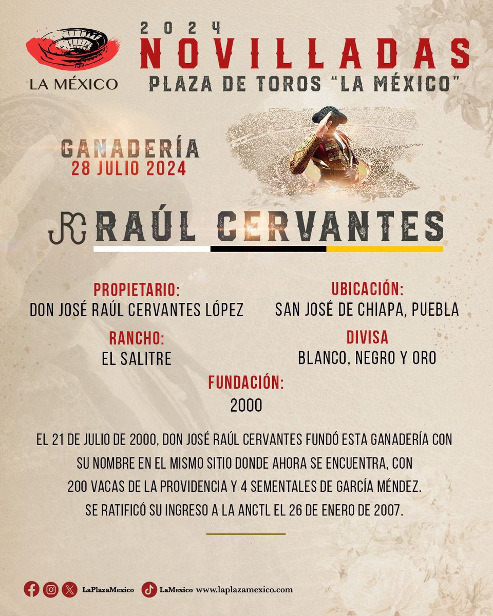 Hoy en <a href="/LaPlazaMexico/">La Plaza Mexico</a>, José Maria Mendoza, <a href="/rafaelsorianot_/">Rafael Soriano</a>  y Manolo González. Novillos 🐂 de Raúl Cervantes.