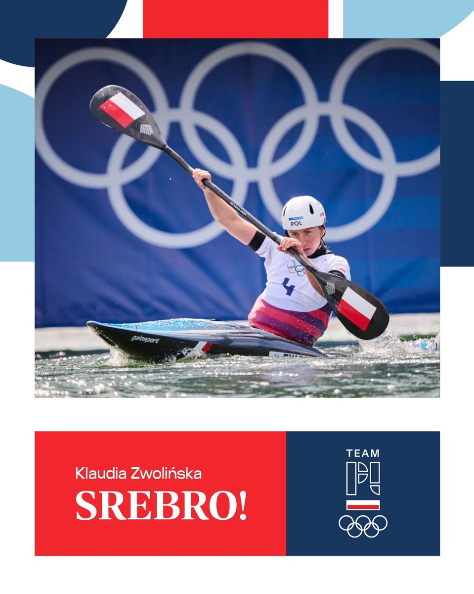 pkolpl's tweet photo. Klaudia Zwolińska zdobywa srebrny medal w finale konkurencji K-1 kobiet w kajakarstwie slalomowym podczas igrzysk #Paryż2024 ❤️🇵🇱 Gratulujemy! #TeamPL mamy pierwszy medal 🥹 Brawo @pzkaj_pl 💪

@GrupaORLEN @kgs_pl @TauronPE @PKPIntercityPDP @Grupa_Enea @Plus_Polska @adidas @LUXMEDPL
