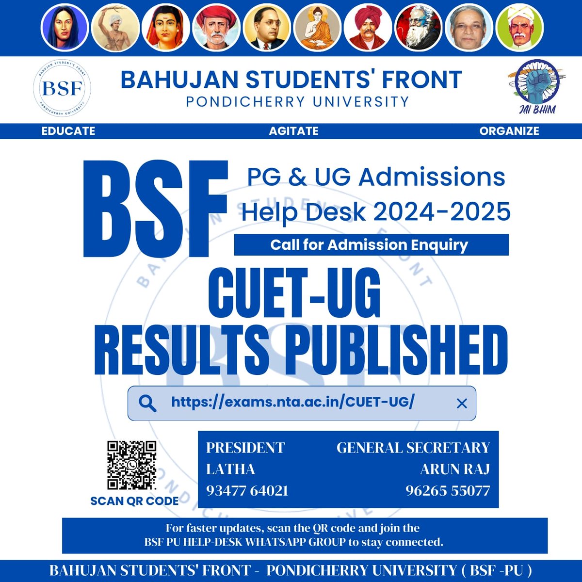 Pa1_Ambedkar's tweet photo. Jaibhim💙 to everyone. This is .@bsf_pu Help desk pondicherry university. Connect with them💙 https://t.co/w2VJaxeTuF