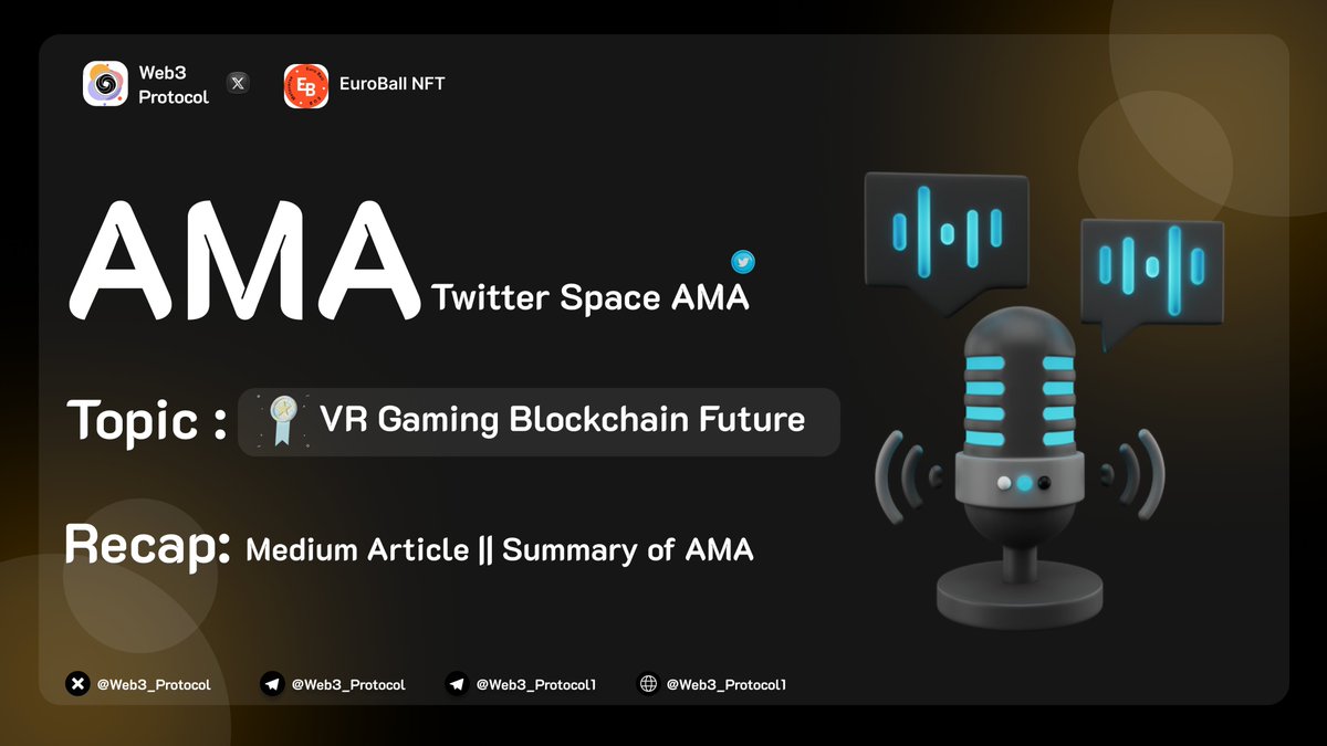 Web3_Protocol's tweet image. 🎙️Euroball NFT AMA Session Recap || Web3 Protocol X Euroball NFT
📕Topic : " Euroball NFT: VR Gaming Blockchain future "
📺Binance Live AMA : shorter.me/jrvzl
🗒️Medium Article: shorter.me/lhrwY

#AMA #AMA_Recap #Euroball_NFT #Euroball