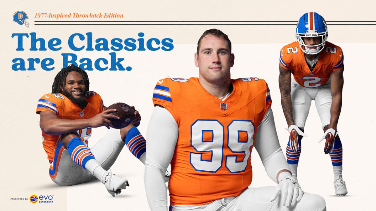 The Broncos will debut their Throwback Uniforms at home in Week 5 against the Raiders.

It’s the same day the team will welcome back the 1977 Super Bowl team and honor Randy Gradishar and induct Steve Foley and Riley Odoms into the Ring of Fame.

PERFECT DAY for the throwbacks.