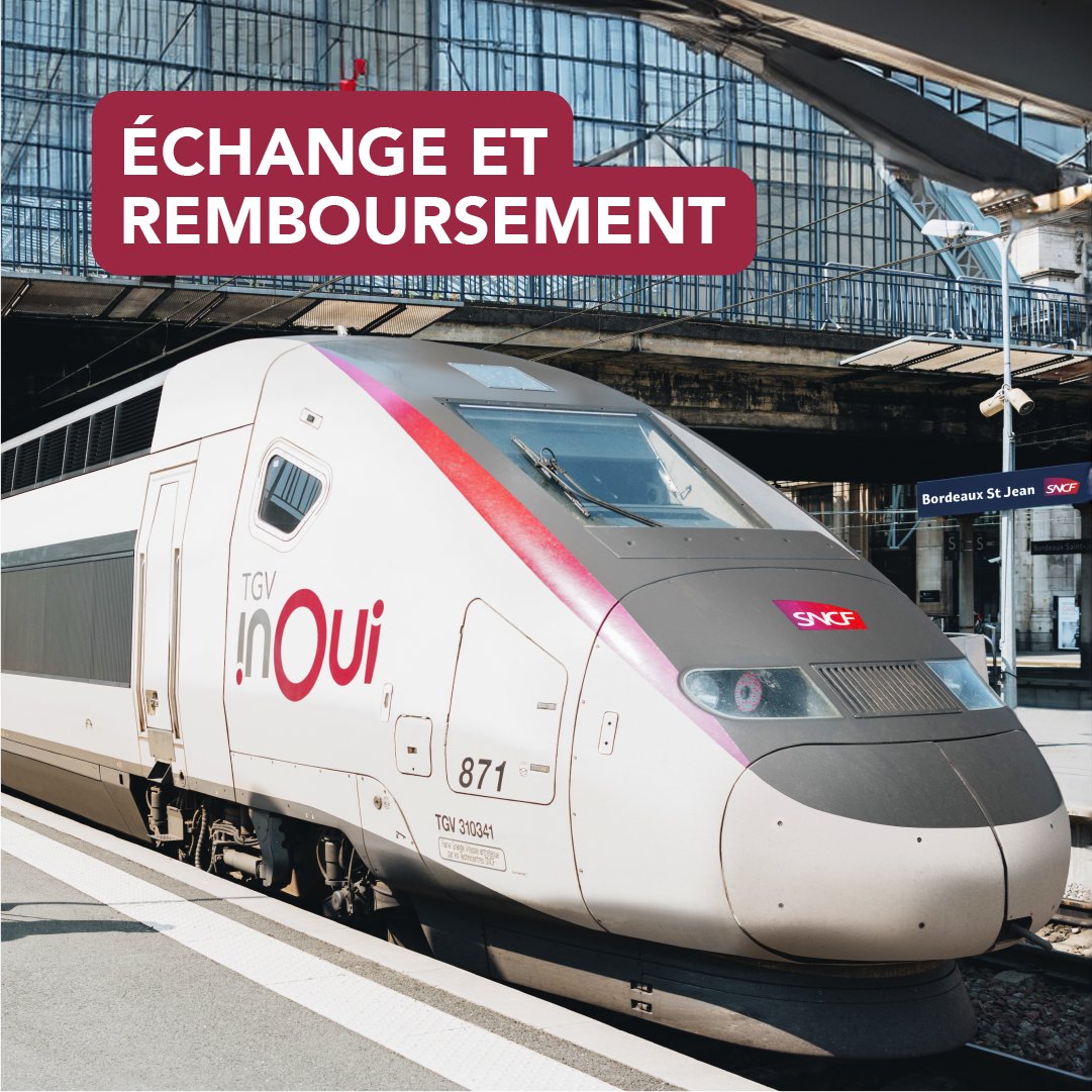 ℹ️ Si vous aviez prévu de voyager avec TGV Inoui entre le 26 juillet et le 5 août 2024 inclus et que votre trajet a été annulé suite aux actes de malveillance survenus le 26 juillet :

➡️ l’échange et le remboursement de vos billets est à demander aujourd’hui 28 juillet ou demain