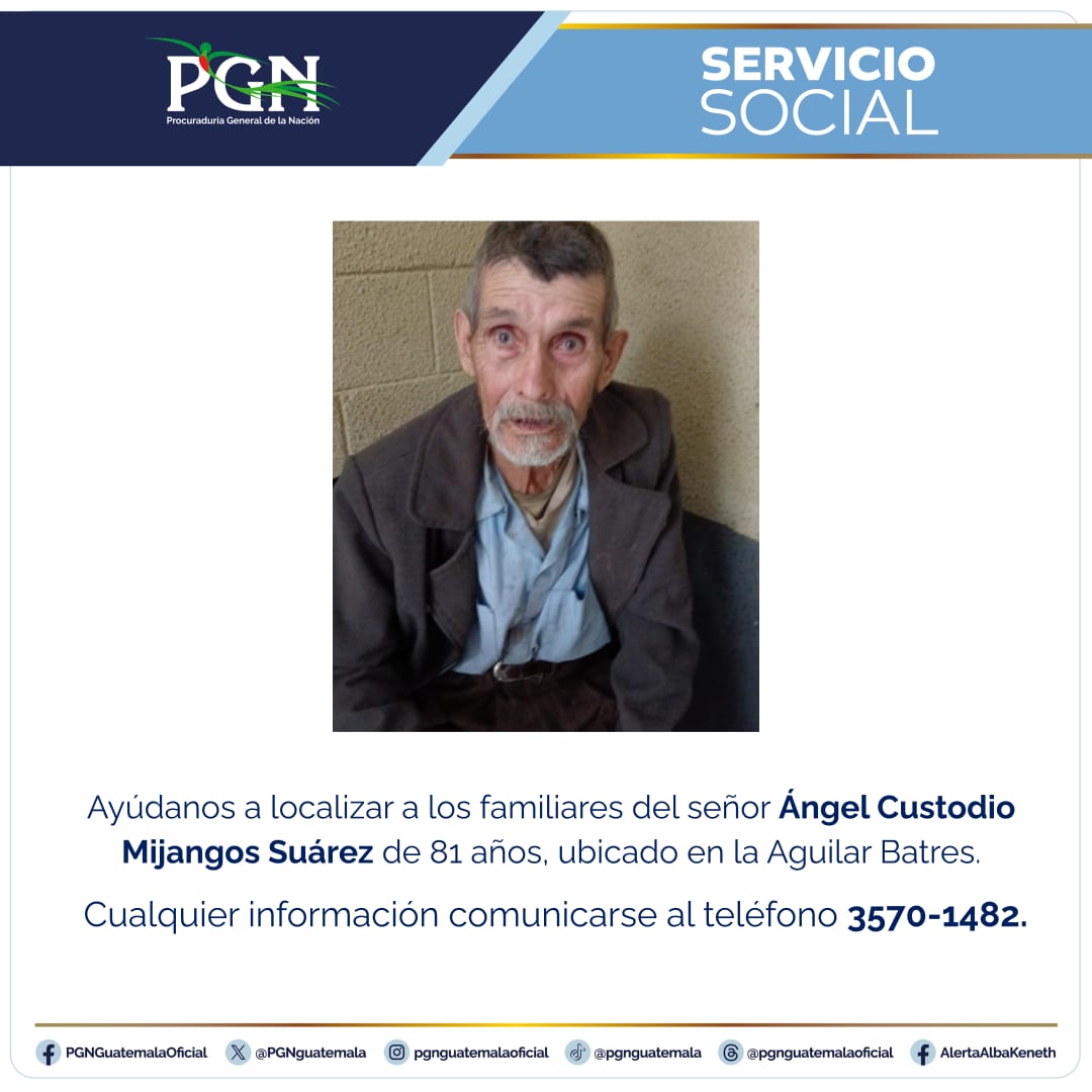 Tu ayuda es importante, comparte la imagen para encontrar un familiar. #ServicioSocial #PGN