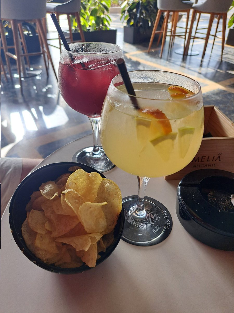 Pre dinner drinks. Sangria made with white wine for me. Thierry the more traditional man. Nice way to cool down as its 31 degrees at the moment